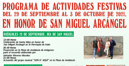 Istán celebrará las fiestas de San Miguel con actividades culturales y religiosas y entretenimiento infantil al aire libre