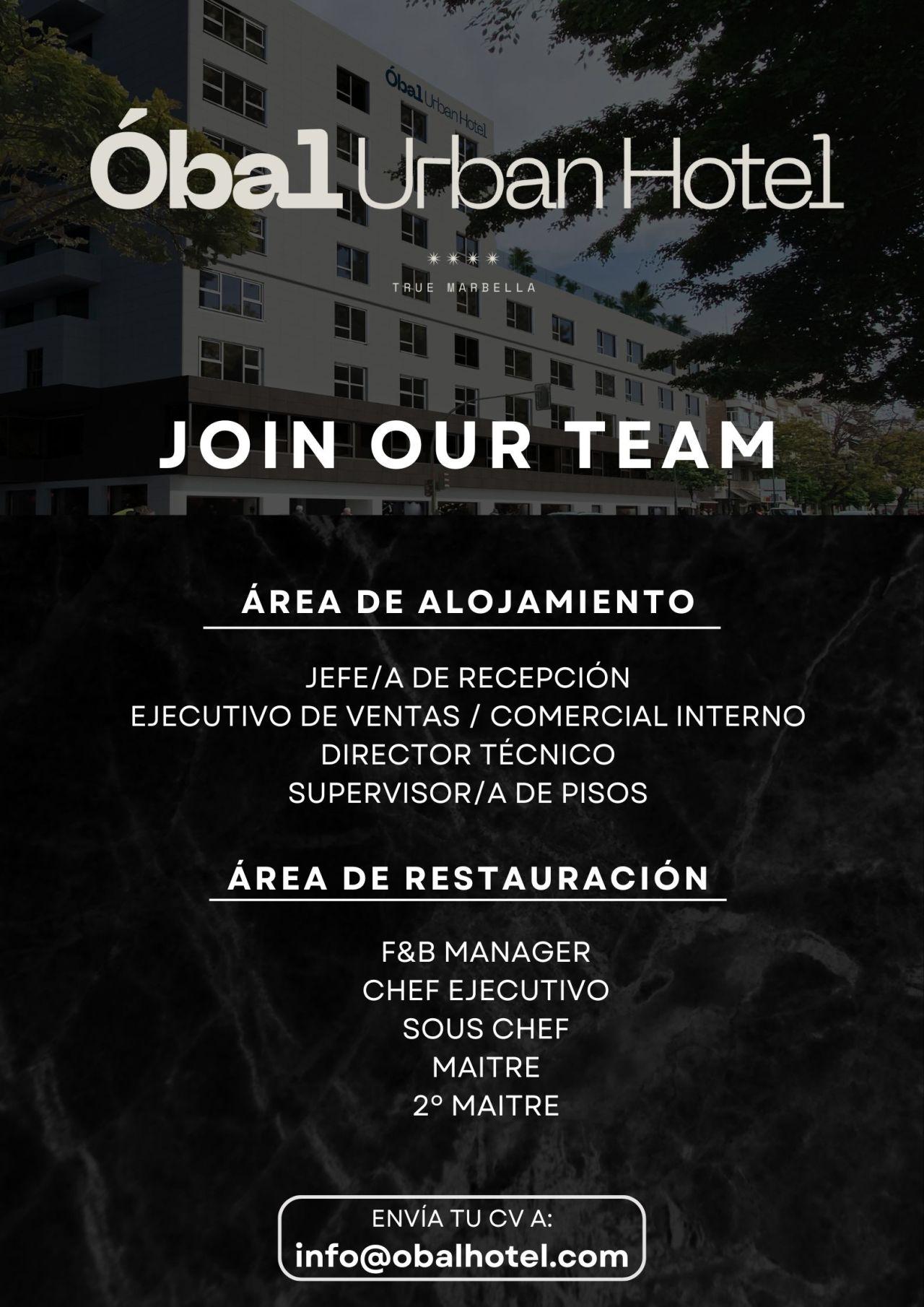 ¿QUIERES TRABAJAR EN ÓBAL URBAN HOTEL?