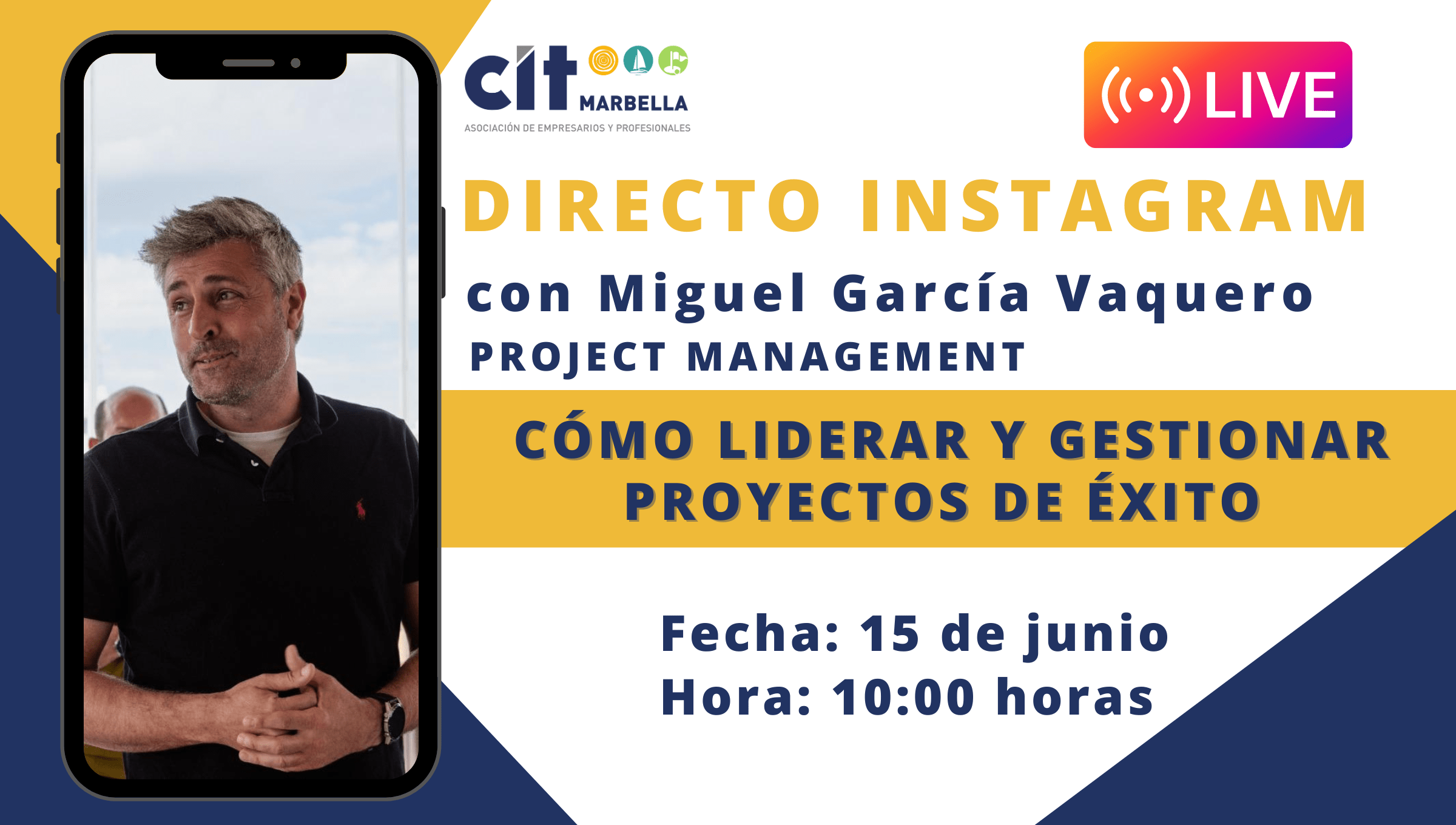 Directo de Instagram con Miguel García Vaquero de PM García Vaquero para hablar sobre Project Management