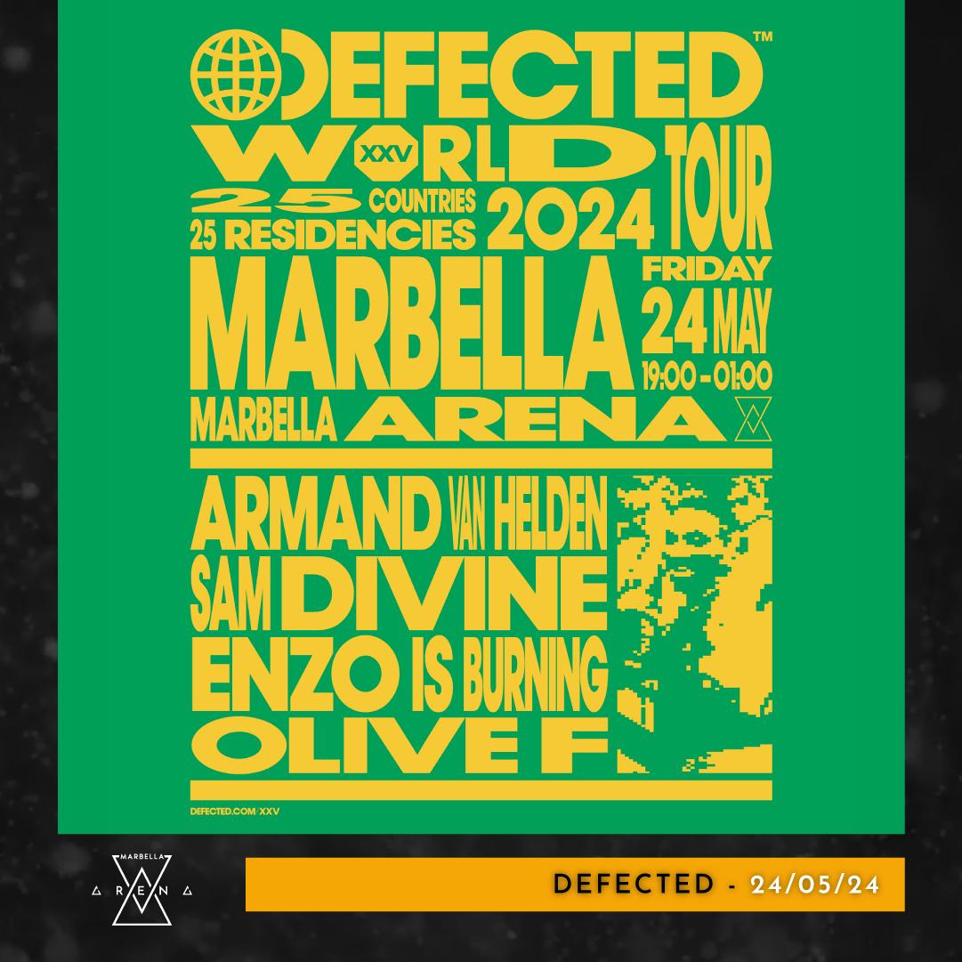 Defected, la prestigiosa institución de música house a nivel internacional, hará vibrar el recinto Marbella Arena el 24 de mayo