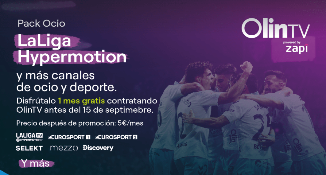 Olin añade La Liga Hypermotion a su oferta de Televisión, para llegar a casa de todos los malaguistas