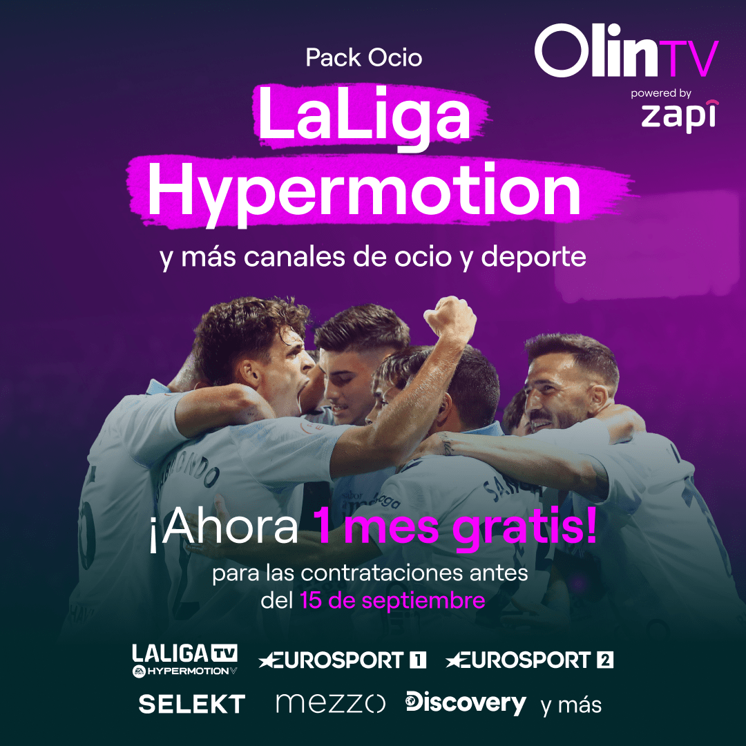 Un mes gratis para disfrutar de La Liga Hypermotion y mucho más con el Pack Ocio de OlinTV