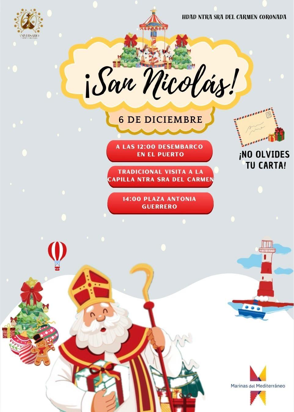 San Nicolás llegará por mar al Puerto Deportivo de Estepona el viernes 6 de diciembre